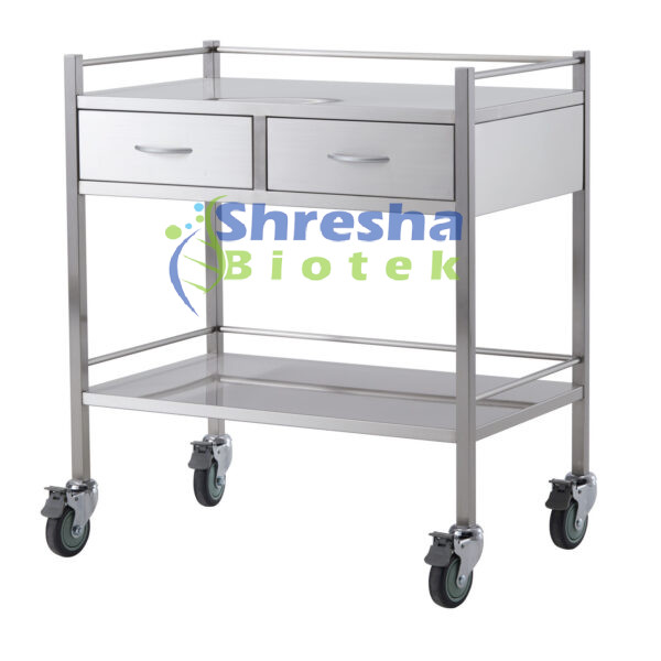 INSTRUMENT TROLLEY WITH DRAWERS (S.S.)